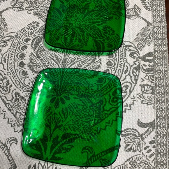 Anchor, hocking, green, depression, and glass, rare. Set of four salad plates. - Picture 4 of 5